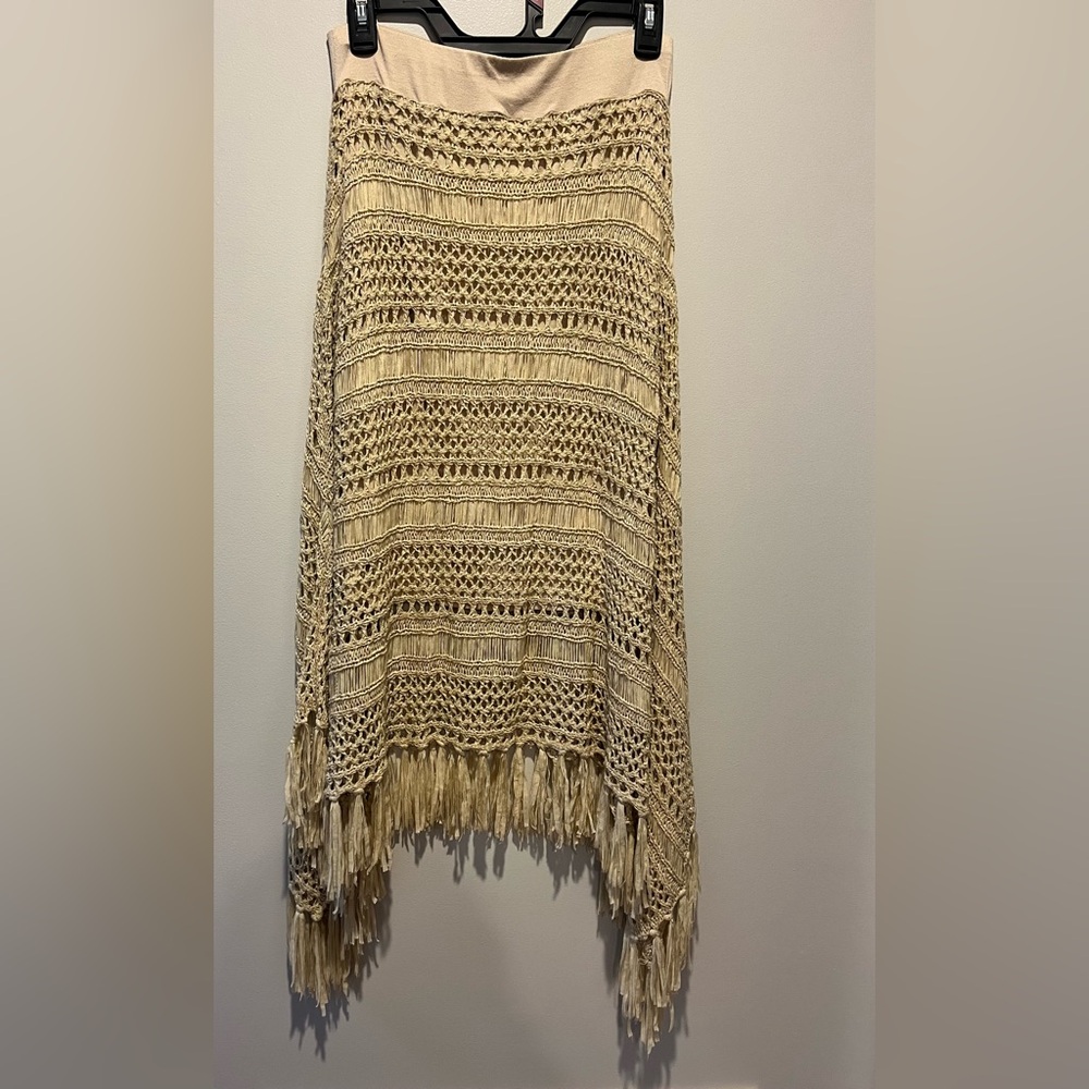 CHICOS crochet asymmetrical maxi/midi skirt size 0